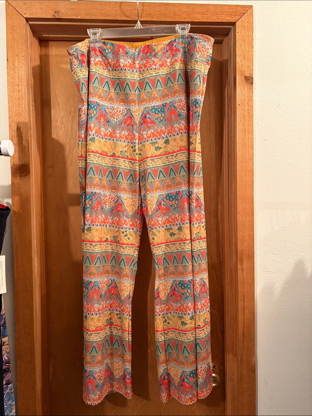 Women's Wide-Leg Boho Print Pants - Orange Multi